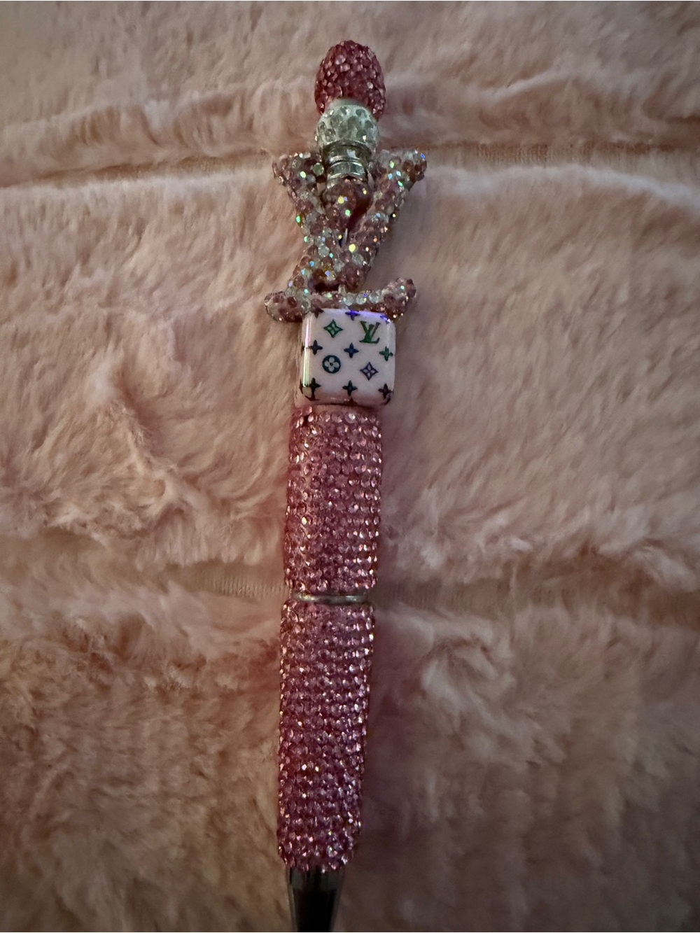 Sparkling Pink Logo Accent Crystal Pen